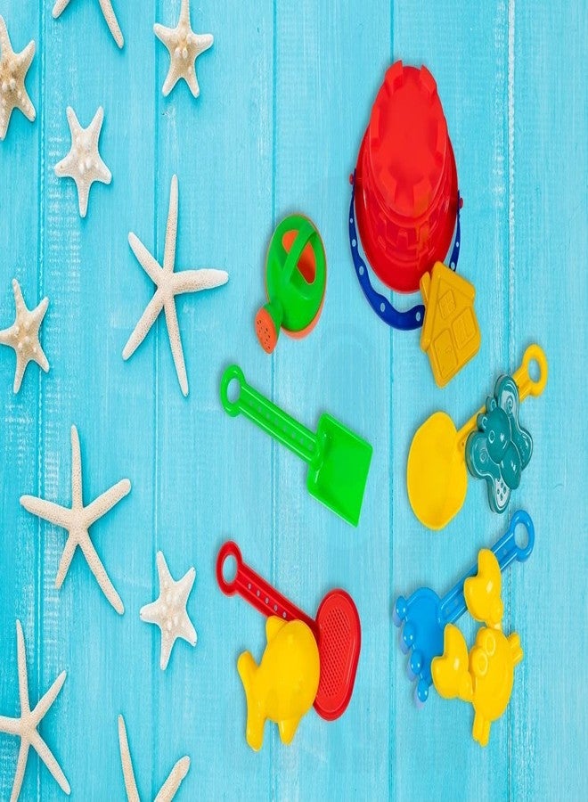 Quasar Beach Castle Water Tools Toys Sand Game Kids Beach Toys, Sand Toys for Kids Beach Toy Bucket, Sand Garden Pretend Play Set Best Gift Your Children (10 Pcs Beach Set) - Image 1